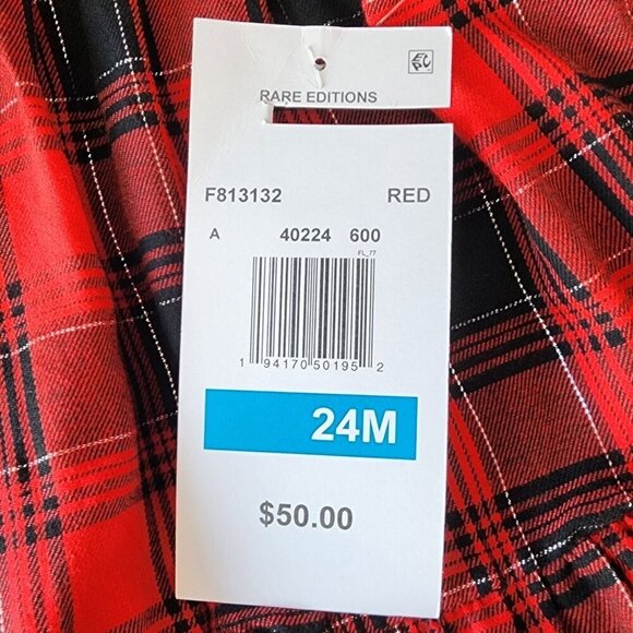 NWT Rare Editions Flannel Plaid Red Black Ruffle Top Girls 24M Months - Picture 9 of 9